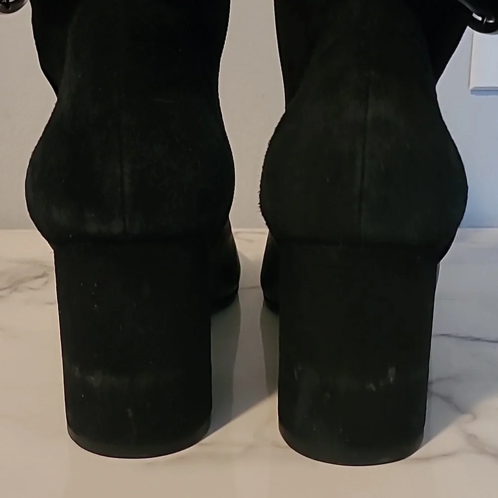 Donald Pliner Gabe Black Leather Suede Ankle Strap Buckle Boots Heel Booties 10